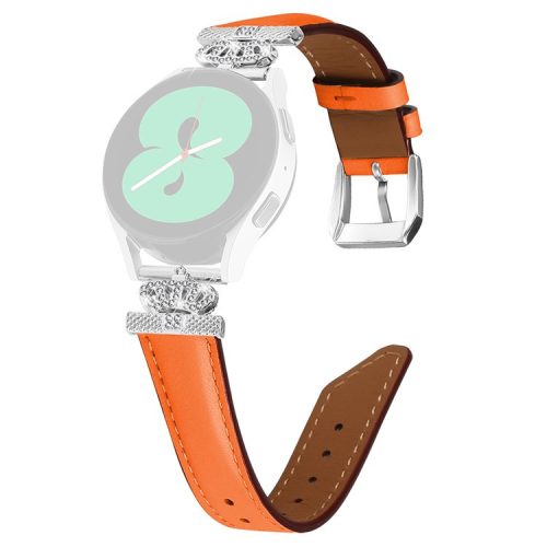 20mm Watch Band for Samsung Galaxy Watch3 41mm 45mm / Watch 5 40mm 44mm Rhinestone Crown-shape Design Strap with Silver Buckle - Orange