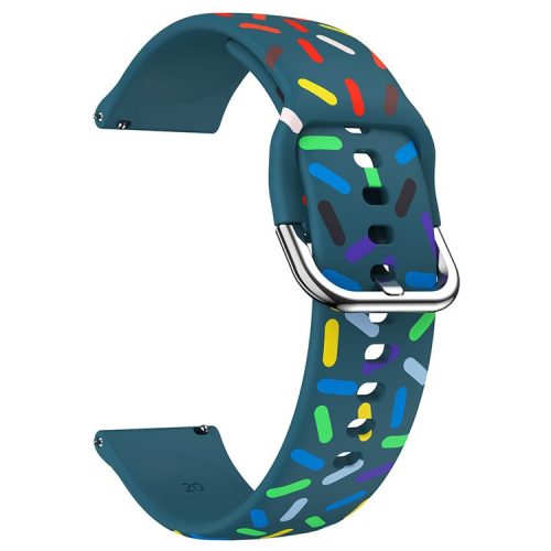 20mm Watch Band for Samsung Galaxy Watch6 / Watch6 Classic / Watch 5 / Watch 5 Pro / Watch4 / Watch4 Classic , Pattern Silicone Strap Wristband - Cyan Rainbow