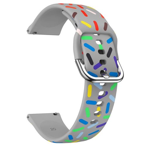 20mm Watch Band for Samsung Galaxy Watch6 / Watch6 Classic / Watch 5 / Watch 5 Pro / Watch4 / Watch4 Classic , Pattern Silicone Strap Wristband - Grey Rainbow