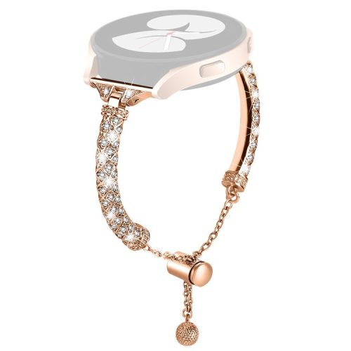 20mm Watch Band for Samsung Galaxy Watch6 40mm 44mm / Watch6 Classic 43mm 47mm / Watch 5 40mm 44mm / Watch4 40mm 44mm , Rhinestone Decor Copper Bracelet - Rose Gold