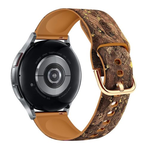 20mm Watch Band for Samsung Galaxy Watch6 Classic 43mm 47mm / Watch6 40mm 44mm Genuine Tree Leather+TPE Strap - Style A