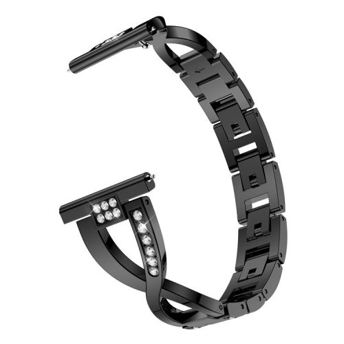 20mm X Shape Rhinestone Decor Zinc Alloy Watch Band for Samsung Galaxy Watch Active SM-R500 - Black