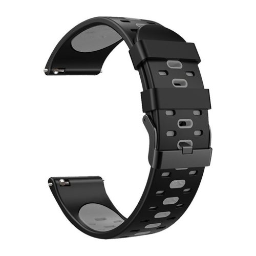 22mm 3 Rows Holes Bi-color Silicone Soft Watch Band for Samsung Galaxy Watch3 45mm/Galaxy Watch 46mm/Gear S3 Frontier/Gear S3 Classic - Black/Grey