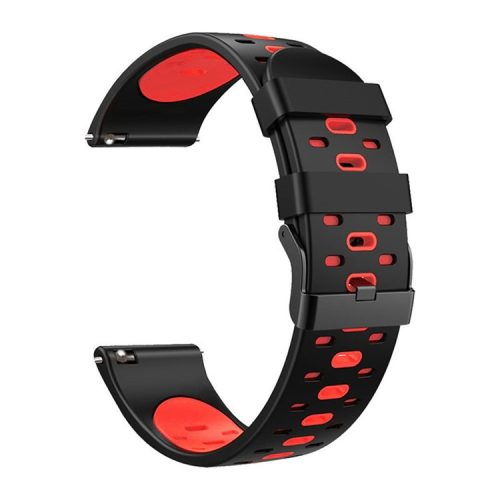 22mm 3 Rows Holes Bi-color Silicone Soft Watch Band for Samsung Galaxy Watch3 45mm/Galaxy Watch 46mm/Gear S3 Frontier/Gear S3 Classic - Black/Red