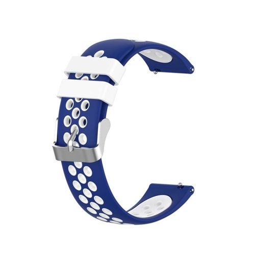 22mm Bi-color Silicone Watch Band for Samsung S3/S4/Galaxy Watch 46mm - Blue/White