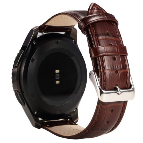 22mm Crocodile Texture PU Leather Watch Band Replacement for Samsung Gear S3 Frontier / S3 Classic - Brown