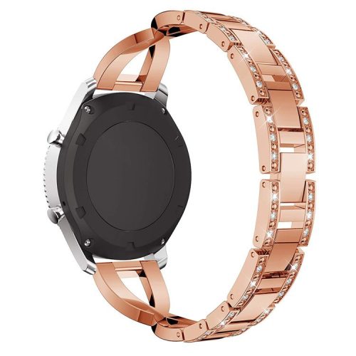 22mm Diamond Decor Stainless Steel Smart Watch Band for Samsung Gear S3 Classic/Frontier/Gear 2 R380 etc - Rose Gold