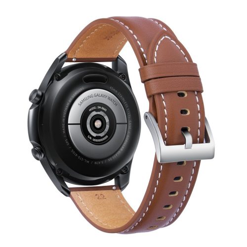 22mm Fine Stitches Genuine Leather Watch Band for Samsung Galaxy Watch3 45mm etc. - Dark Brown