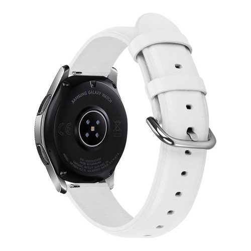 22mm Genuine Leather Smart Watch Replacement Strap for Samsung Galaxy Watch 46mm - White