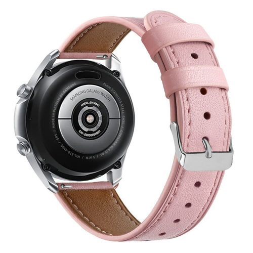 22mm Genuine Leather Watch Band Strap for Samsung Galaxy Watch3 45mm etc. - Pink