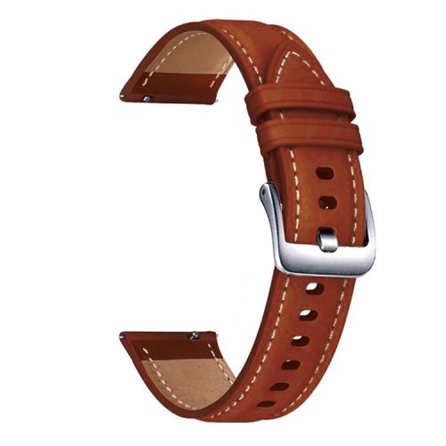 22mm Genuine Leather Watch Strap Replacement for Samsung Galaxy Watch3 45MM R840 - Brown