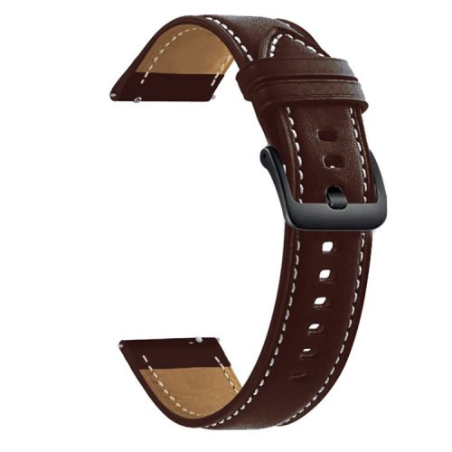 22mm High-quality Genuine Leather Watch Wrist Strap (Black Buckle) for Samsung Galaxy Watch3 45mm R840 - Coffee