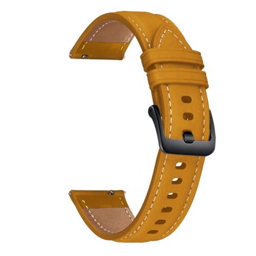 22mm High-quality Genuine Leather Watch Wrist Strap (Black Buckle) for Samsung Galaxy Watch3 45mm R840 - Yellow