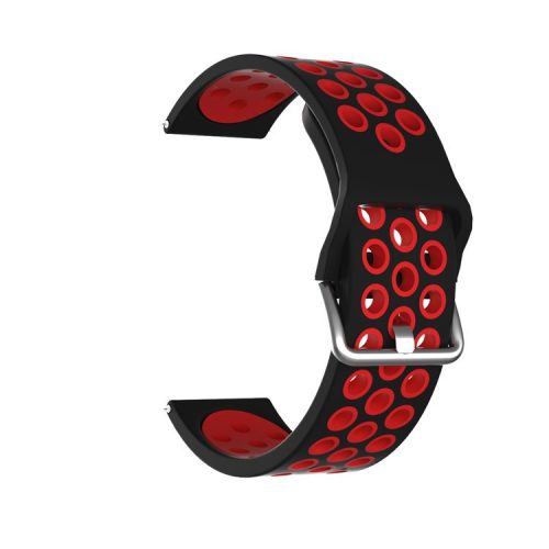 22mm Metal Buckle Silicone Smart Watch Replacement Strap for Samsung Galaxy Watch 46mm/Gear S3 Class/Frontier - Black/Red