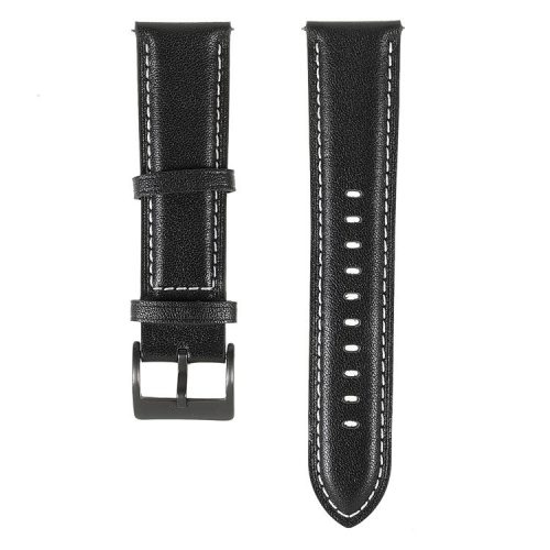 22mm Quick Release Genuine Leather Watch Band Adjustable Stitching Strap for Samsung Gear S3 Classic /Gear S3 Frontier/Galaxy Watch 46mm - Black