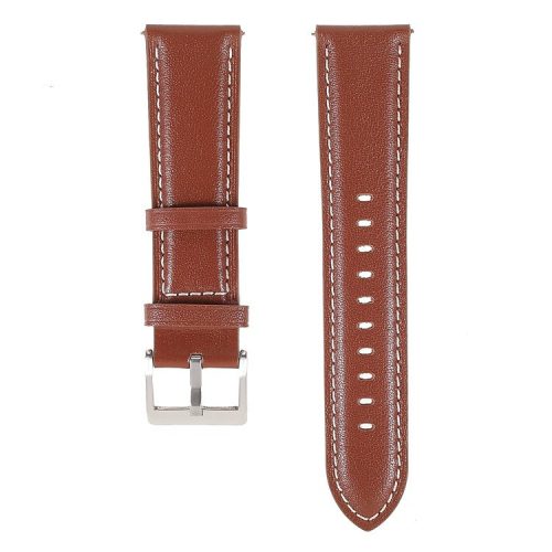 22mm Quick Release Genuine Leather Watch Band Adjustable Stitching Strap for Samsung Gear S3 Classic /Gear S3 Frontier/Galaxy Watch 46mm - Brown