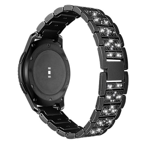 22mm Rhinestone Decor Stainless Steel Smart Watchband for Samsung Gear S3 Classic/Frontier - Black