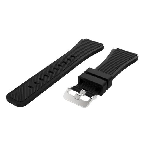 22mm Soft Silicone Sports Watch Strap Wrist Band Replacment for Samsung Gear S3 Frontier / S3 Classic - Black