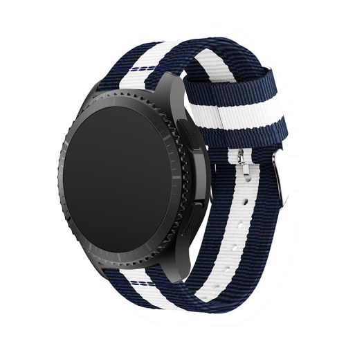 22mm Woven Nylon Adjustable Replacement Watch Band for Samsung Gear S3 Frontier / Classic - Dark Blue / White