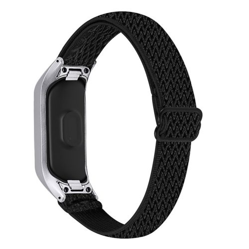 Adjustable Elastic Wrist Band Soft Stretch Braided Nylon Loop Bracelet Strap Replacement for Samsung Galaxy Fit-e R375 - Black