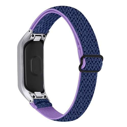 Adjustable Elastic Wrist Band Soft Stretch Braided Nylon Loop Bracelet Strap Replacement for Samsung Galaxy Fit-e R375 - Purple/Blue