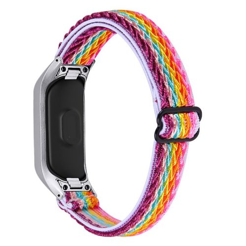 Adjustable Elastic Wrist Band Soft Stretch Braided Nylon Loop Bracelet Strap Replacement for Samsung Galaxy Fit-e R375 - Rainbow