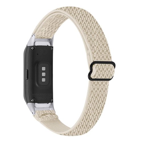 Adjustable Nylon Sport Loop Watch Band Braided Weave Replacement Strap for Samsung Galaxy Fit R375 - Apricot