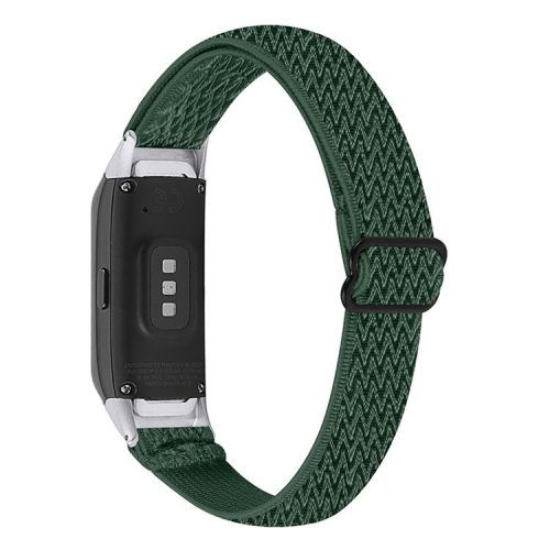 Adjustable Nylon Sport Loop Watch Band Braided Weave Replacement Strap for Samsung Galaxy Fit R375 - Army Green