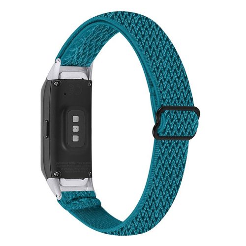 Adjustable Nylon Sport Loop Watch Band Braided Weave Replacement Strap for Samsung Galaxy Fit R375 - Azurite