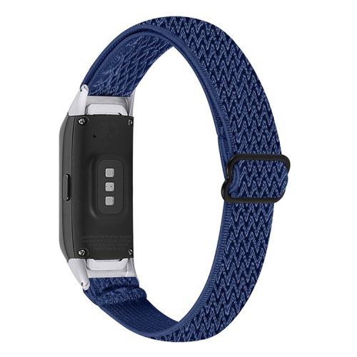 Adjustable Nylon Sport Loop Watch Band Braided Weave Replacement Strap for Samsung Galaxy Fit R375 - Midnight Blue