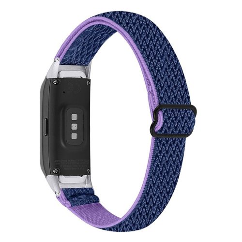 Adjustable Nylon Sport Loop Watch Band Braided Weave Replacement Strap for Samsung Galaxy Fit R375 - Purple/Blue