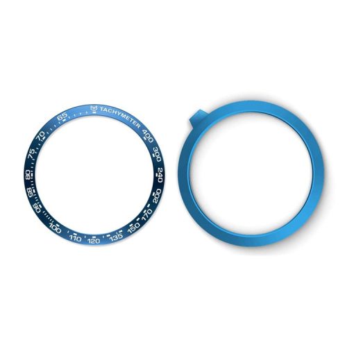 Anti Scratch Stainless Steel Metal Bezel Ring Protective Accessories for Samsung Galaxy Watch 42mm - Blue Ring White Text