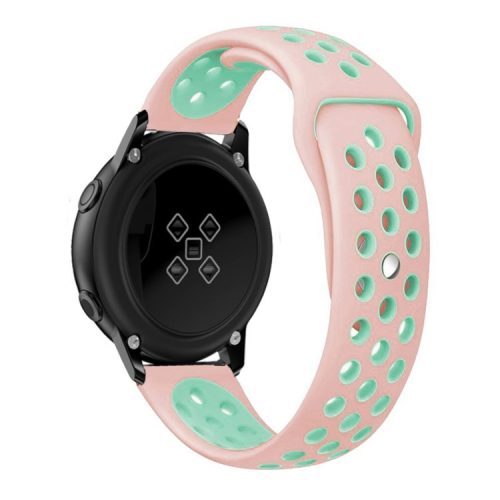 Bi-color Soft Silicone Watch Strap Replacement for Samsung Galaxy Watch Active - Pink / Cyan