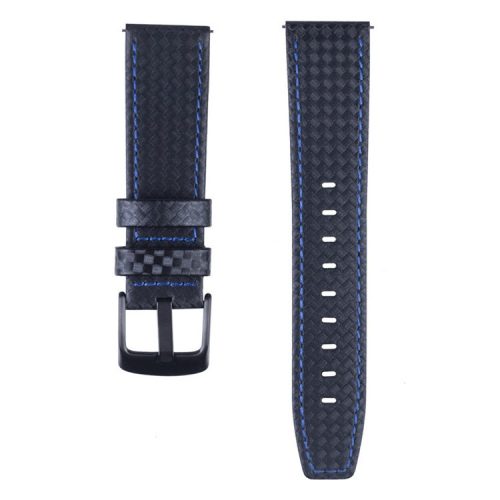 Carbon Fiber Grain Genuine Leather Wristwatch Strap for Samsung Galaxy Watch 46mm/Galaxy Gear S3 Classic/Frontier - Blue