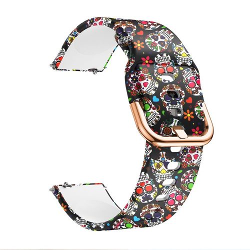 Colorful Pattern Printed Silicone Watch Band for Samsung Galaxy Watch Active 22mm - Colorful Skull