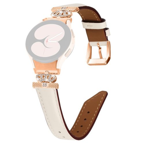 Crown Rhinestone Watch Band for Samsung Galaxy Watch 5 / Watch4 44mm 40mm Bracelet Strap with Rose Gold Buckle - Apricot