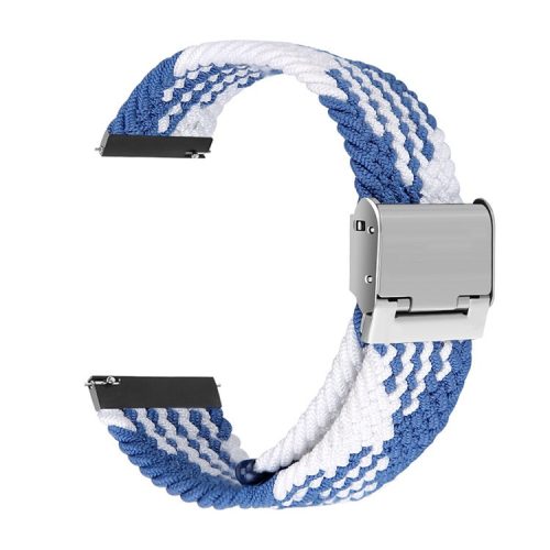 Easy Adjustable Elastic Nylon Watch Band Replacement Watch Strap 20mm for Samsung Galaxy Watch 42mm - Blue/White