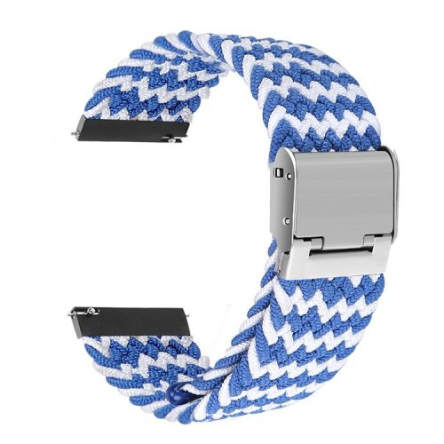 Easy Adjustable Stretchable Braided Nylon Watch Band Replacement Watch Strap 22mm for Samsung Gear S3 Classic/Gear S3 Frontier/Gear S4 - Blue/White Band