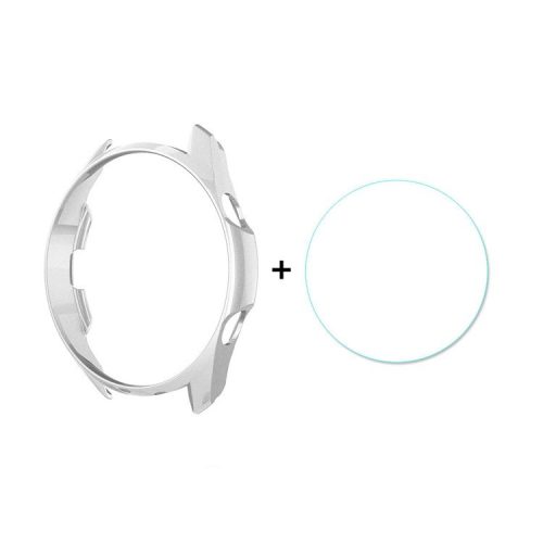 ENKAY HAT PRINCE Matte PC Case with 0.2mm 2.15D 9H Tempered Glass Protector for Samsung Galaxy Watch3 45mm - Silver