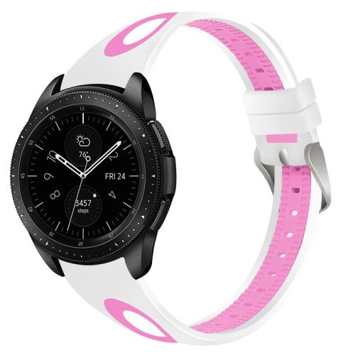 Flexible Silicone Watch Band Replacement for Samsung Galaxy Watch 46mm - White / Pink