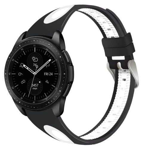 Flexible Silicone Watch Strap Replacement for Samsung Galaxy Watch 46mm - Outer Black / Inside White