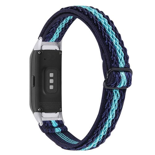 For Samsung Galaxy Fit R370 Woven Elastic Watch Band Adjustable Nylon Replacement Strap Wristband - Midnight Blue