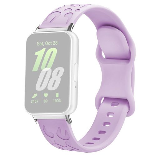 For Samsung Galaxy Fit Silicone Watchband Leopard Printed Replacement Watch Strap - Lavender