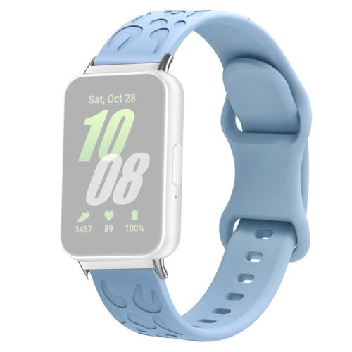 For Samsung Galaxy Fit Silicone Watchband Leopard Printed Replacement Watch Strap - Light Blue