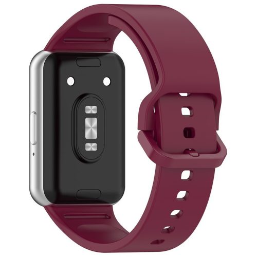 For Samsung Galaxy Fit3 (SM-R390) Watch Bracelet Soft Silicone Strap with Flat Buckle - Wine Red