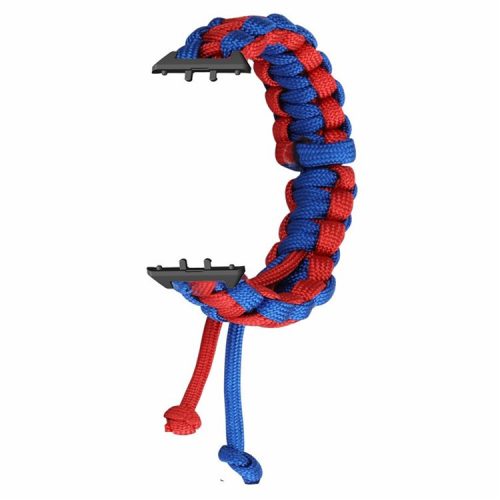 For Samsung Galaxy Fit3 Adjustable Nylon Braided Watch Band Replacement Wrist Strap - Blue+Red