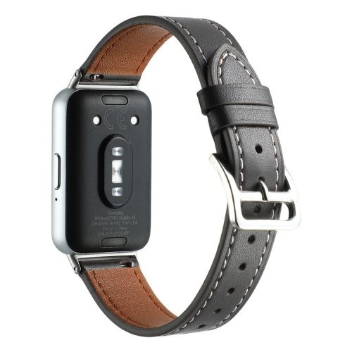 For Samsung Galaxy Fit3 Genuine Leather Watch Strap Band Replacement - Grey