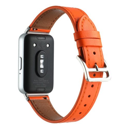 For Samsung Galaxy Fit3 Genuine Leather Watch Strap Band Replacement - Orange