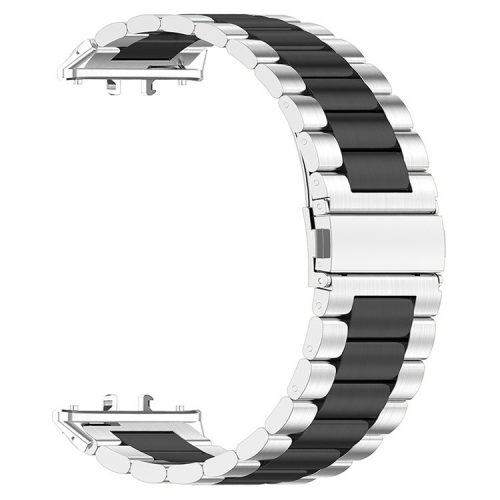 For Samsung Galaxy Fit3 Quick Release Watch Strap Mixed Color Stainless Steel Watchband - Silver / Black / Silver