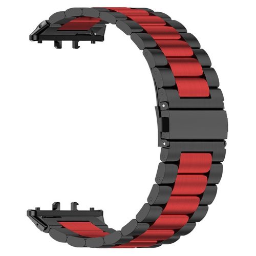 For Samsung Galaxy Fit3 Quick Release Watch Strap Stainless Steel Watchband - Black / Red / Black